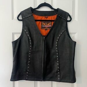 Milwaukee Leather Black Leather Vest with Studded Detail (XXL)